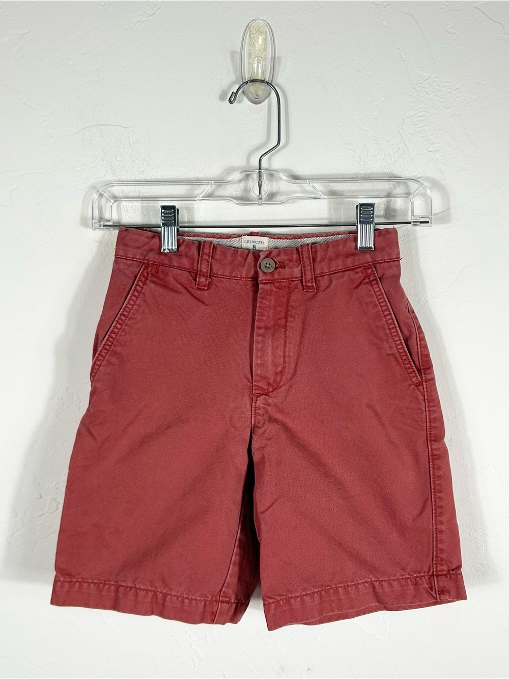 Crewcuts J.Crew Boys Flat Front Chino Shorts Red Size 8 Adjustable Waist